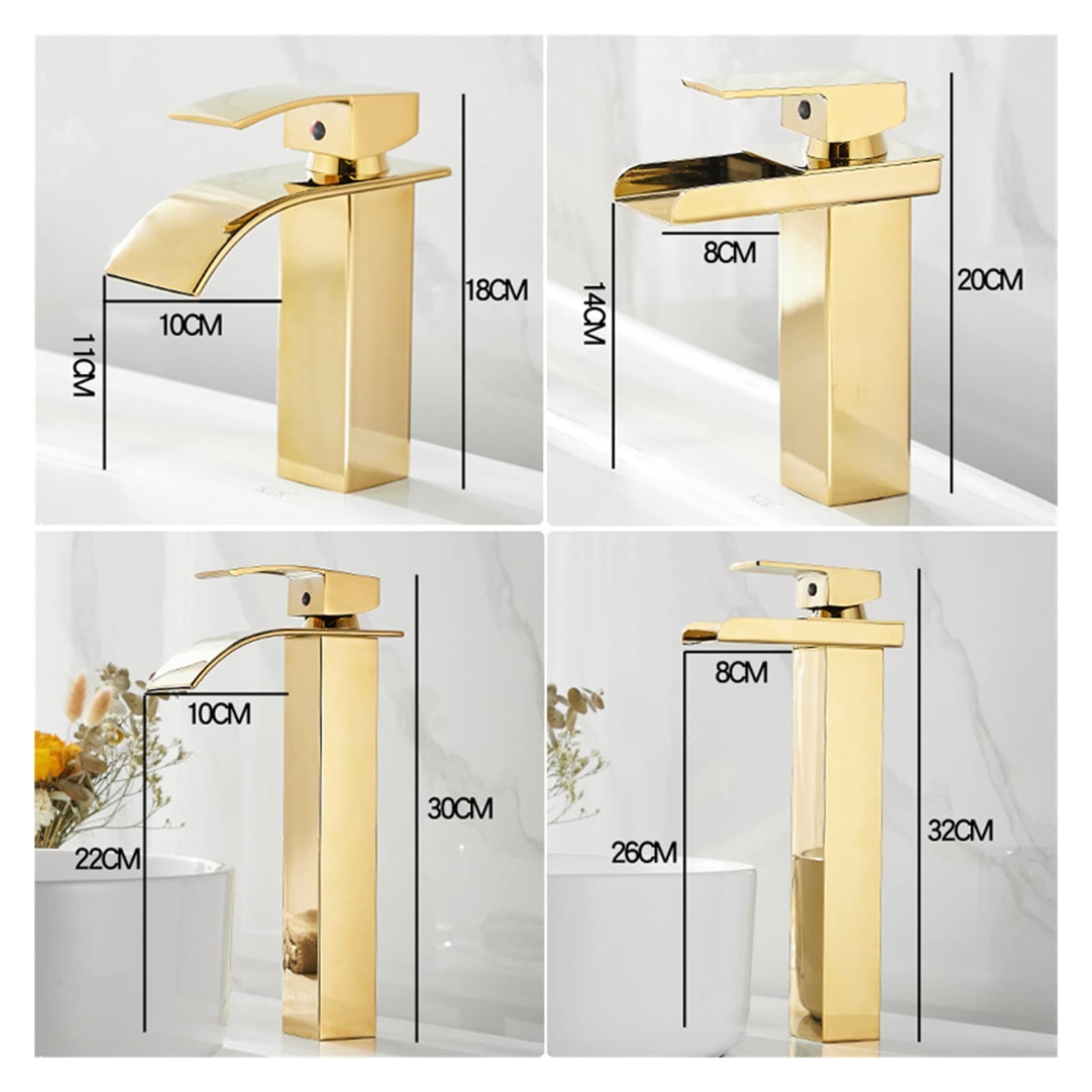 Modern Waterfall Basin Faucet Bathroom Toilet Tap Deck Mounted Mixer Hot & Cold Water Vanity Vessel Brass Faucets ( Color : 01 Long )