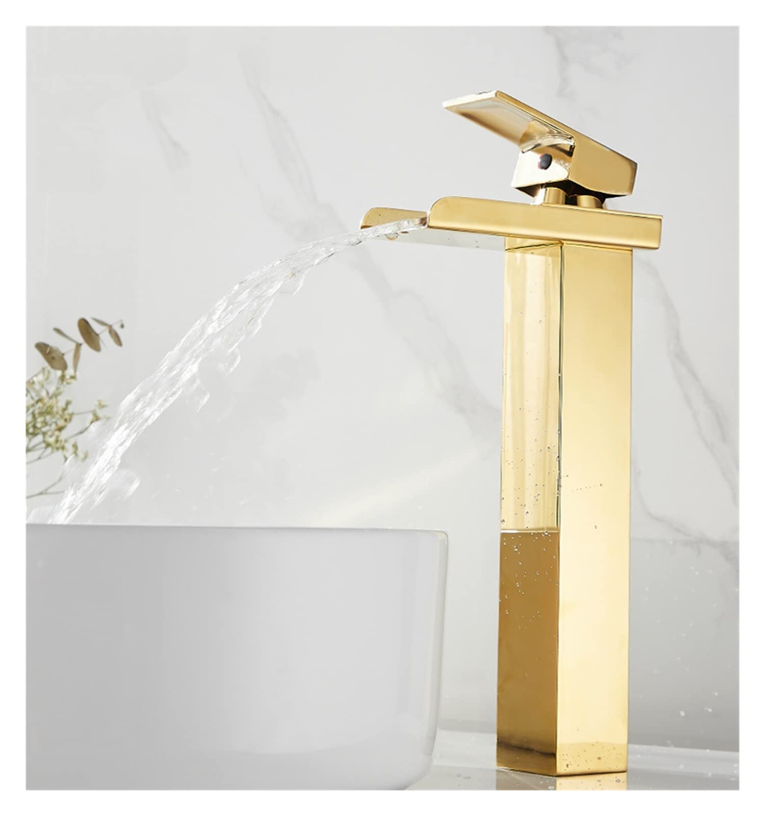 Modern Waterfall Basin Faucet Bathroom Toilet Tap Deck Mounted Mixer Hot & Cold Water Vanity Vessel Brass Faucets ( Color : 01 Long )