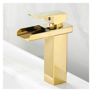 Modern Waterfall Basin Faucet Bathroom Toilet Tap Deck Mounted Mixer Hot & Cold Water Vanity Vessel Brass Faucets ( Color : 01 Long )