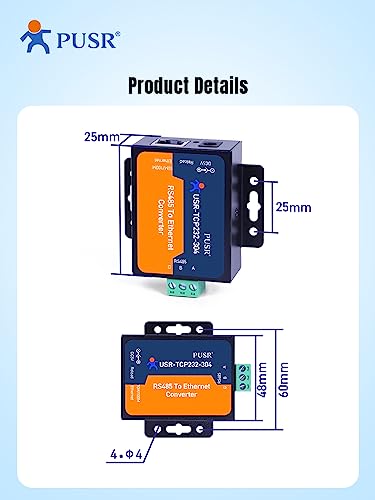 PUSR TCP232-304 RS485 to TCP/IP Converter Serial Device Server Support Modbus Gateway Built-in Webpage RS485 to Ethernet Converter