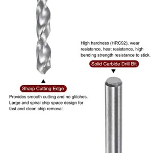 HARFINGTON 2pcs Solid Carbide Drill Bits 2.25mm C3/K10 Tungsten Carbide Precision Mini Micro Straight Shank Twist Drill Bit for Stainless Steel Metal Plastic Wood