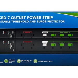 Bonus 2 Pack Sunbeam 7 Outlet 15A Wall Mount Power Strip with Adjustable Threshold, Surge Protector