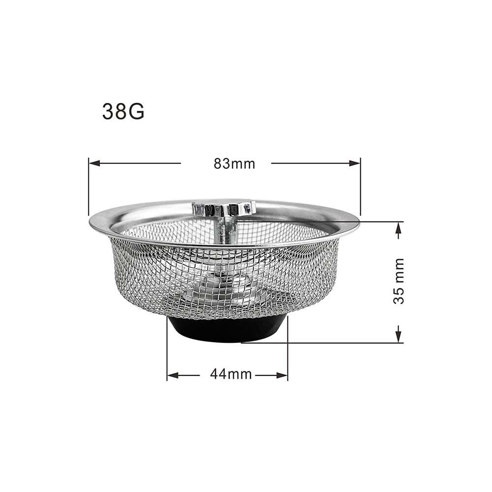 2 Pack Kitchen Sink Strainer Stopper Stainless Steel Drain Basket Waste Plug