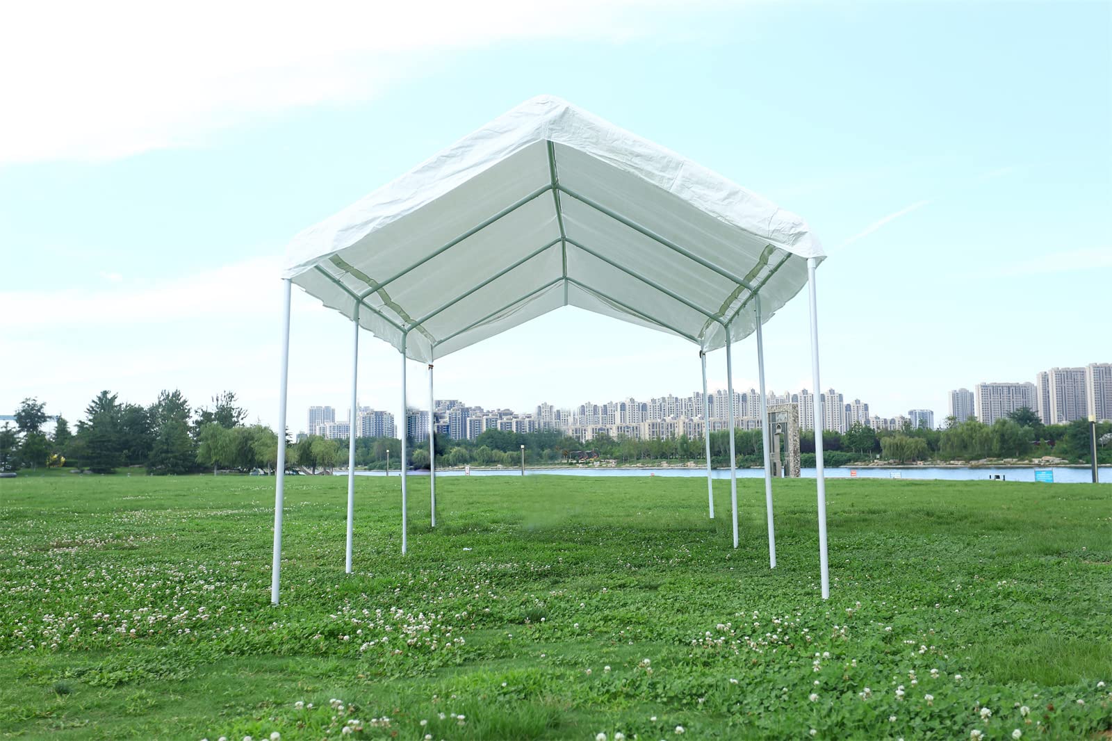 10'x20' Heavy Duty Carport Gazebo, Canopy Garage, Car Shelter with Windows