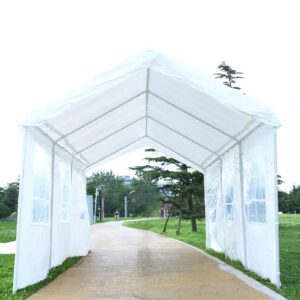 10'x20' Heavy Duty Carport Gazebo, Canopy Garage, Car Shelter with Windows