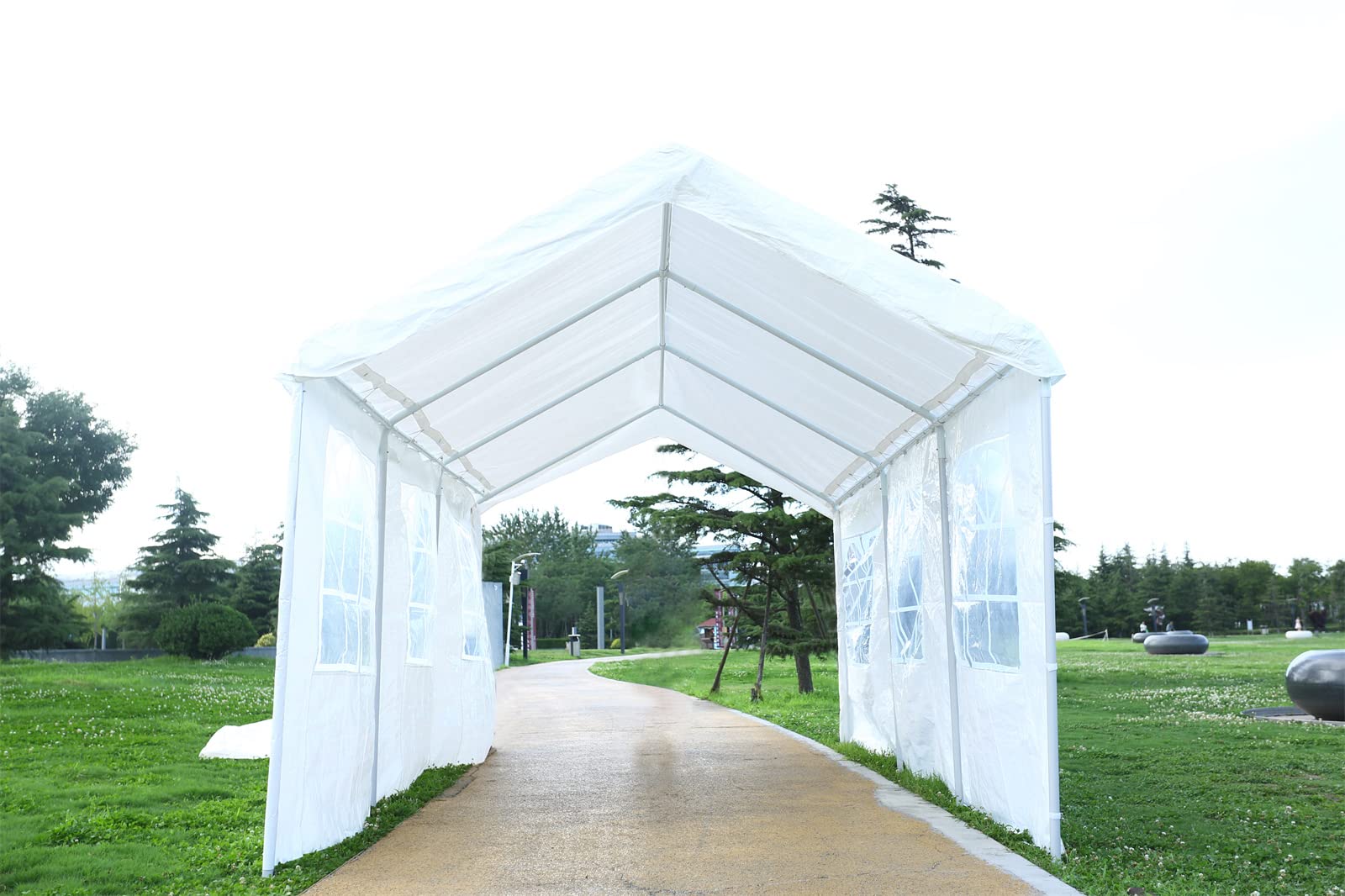 10'x20' Heavy Duty Carport Gazebo, Canopy Garage, Car Shelter with Windows