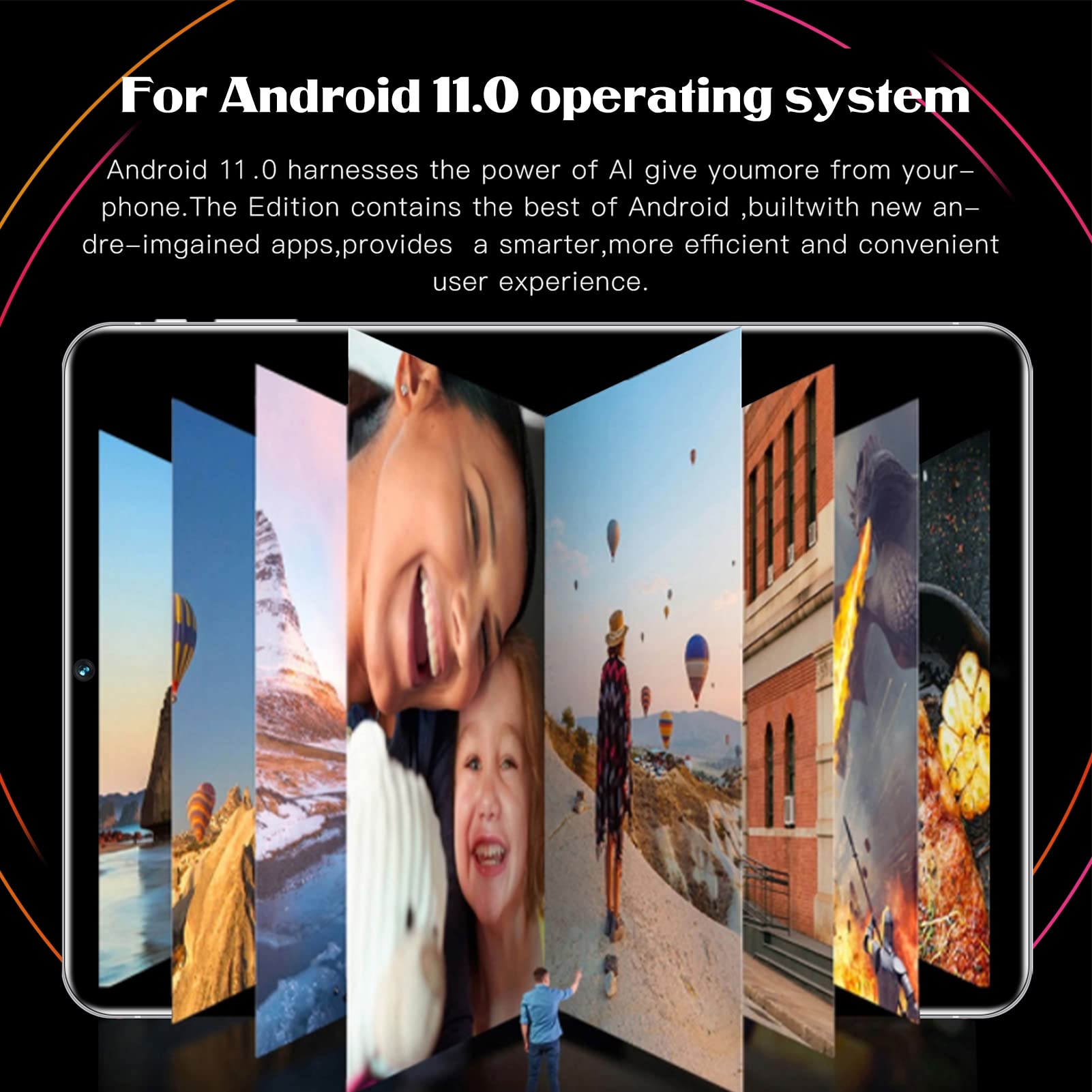 Large Tablet, HD Tablet 3 Card Slots Camera 13MP 4GB 64GB 100-240V for Travel (US Plug)