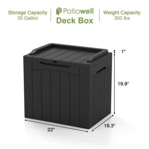 Patiowell 30 Gallon Resin Deck Box, Outdoor Storage Box for Patio Furniture, Deliveries, Pool Supplies,Waterproof and Lockable, Black