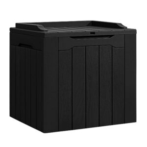 flamaker deck box 31 gallon waterproof resin storage box with lid indoor outdoor storage bin for patio cushions, toys, pool accessories (black)