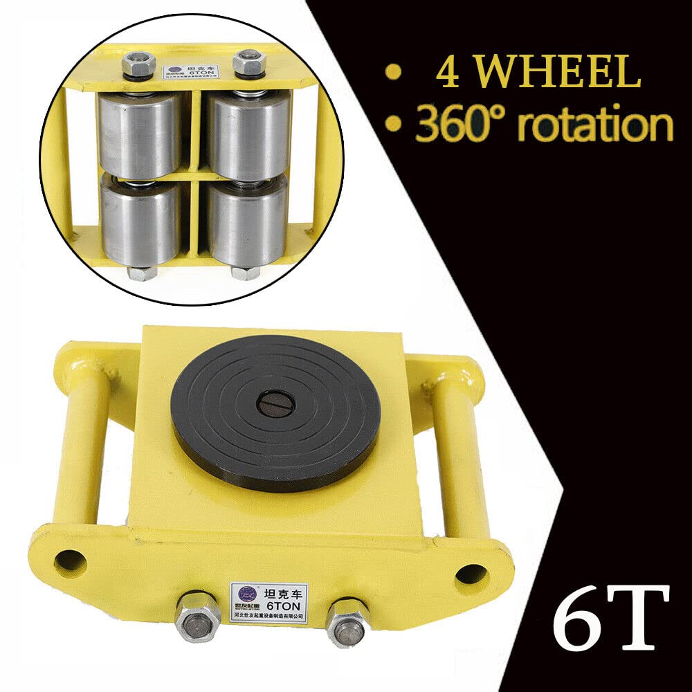 Machine Skates,6T Machinery Skate Dolly, Heavy Duty Machinery Dolly Skate Mover Roller Cargo Trolley 13200 lbs Suitable for Warehousing,Transportation and Other handling Machinery skids (Yellow)