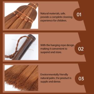 Alipis Heavy-Duty Corn Broom Palm-Fiber Broom Brush Removing Broom with Bamboo Handle for Office Home Kitchen Floor Use