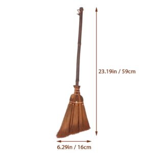 Alipis Heavy-Duty Corn Broom Palm-Fiber Broom Brush Removing Broom with Bamboo Handle for Office Home Kitchen Floor Use