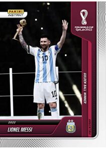 2022 panini instant world cup lionel messi #132- ‘22 fifa world cup golden ball winner -soccer trading card- argentina - print run of only 6262 made! shipped in protective screwdown holder.