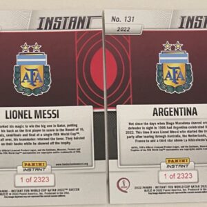 2022 Panini Instant World Cup Champions Argentina Team Set -12 Total Cards including Lionel Messi, Julian Alvarez RC, Angel Di Maria, Alexis Mac Allister, Rodrigo De Paul, Enzo Fernandez RC, Nahuel Molina, Nicolas Otamendi, Cristian Romero, Nicolas Taglia