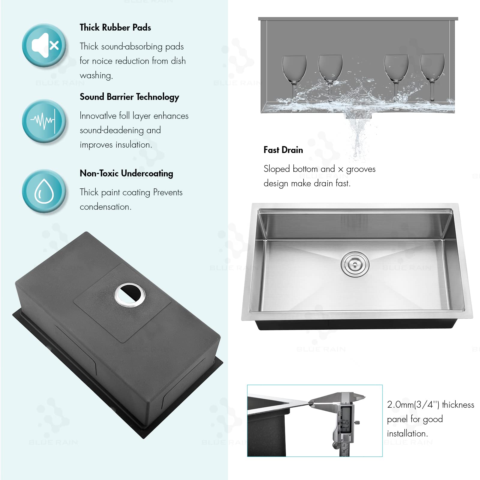 ATTOP 32 Inch Undermount Workstation Kitchen Sink,Stainless Steel Undermount Kitchen Sink Single Bowl workstation Ledge Sink