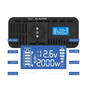 Solar inverters LCD Display 2000W 12V 24V 48V to 100V 110V 120V 220V 230V 240V 50HZ 60HZ 2KW DC to AC Pure Sine Wave Power Inverter ( Color : 50HZ , Size : 48V_220V )