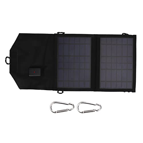 Jeanoko Folding Solar Panel Charger, Environmental Protection Polycrystalline Silicon Solar Panel Charger Energy Saving USB Port for Hiking