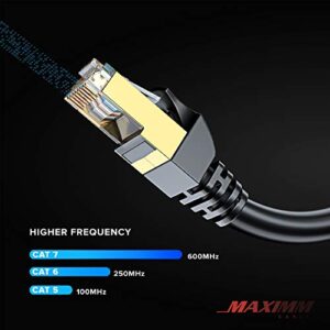 Cat 7 Ethernet Cable 100 ft - High-Speed Internet & Network LAN Patch Cable, RJ45 Connectors - 100ft / Black / 5 Pack - Perfect for Gaming, Streaming, and More