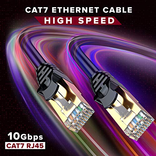 Cat 7 Ethernet Cable 100 ft - High-Speed Internet & Network LAN Patch Cable, RJ45 Connectors - 100ft / Black / 5 Pack - Perfect for Gaming, Streaming, and More