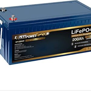 ExpertPower 12V 200Ah PRO Lithium LiFePO4 Deep Cycle Rechargeable Battery | Bluetooth & Self Heating | 7000 Life Cycles & 10-Year Lifetime | Perfect for RV, Solar, Marine, Overland, Off-Grid