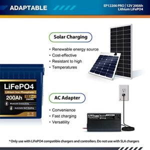 ExpertPower 12V 200Ah PRO Lithium LiFePO4 Deep Cycle Rechargeable Battery | Bluetooth & Self Heating | 7000 Life Cycles & 10-Year Lifetime | Perfect for RV, Solar, Marine, Overland, Off-Grid