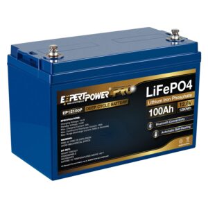 expertpower 12v 100ah pro lithium lifepo4 deep cycle rechargeable battery | bluetooth & self heating | 7000 life cycles & 10-year lifetime | perfect for rv, solar, marine, overland, off-grid