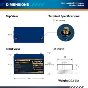 ExpertPower 12V 100Ah PRO Lithium LiFePO4 Deep Cycle Rechargeable Battery | Bluetooth & Self Heating | 7000 Life Cycles & 10-Year Lifetime | Perfect for RV, Solar, Marine, Overland, Off-Grid