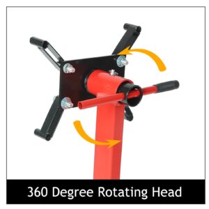 BLACKHORSE-RACING Auto Repair Rebuild Steel Engine Stand Folding Motor Hoist Dolly Mover Jack with 360 Degree Rotating Head, 750 LB Capacity, Red