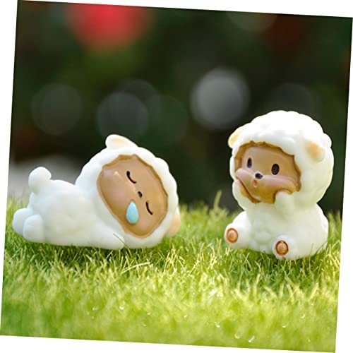 SEWACC 5pcs Lamb Doll Ornaments Car Decor Toys Lamb Accessories Cartoon Lamb Craft Delicate Lamb Ornaments Succulent Flower Pot Lamb Figurines for Kids Toy Lamb Trinkets Cute Baby Plastic