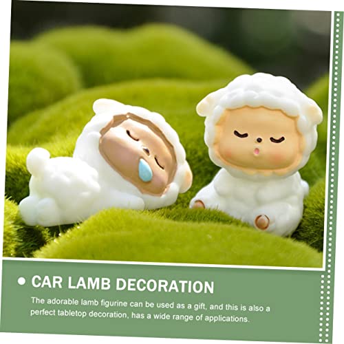 SEWACC 5pcs Lamb Doll Ornaments Car Decor Toys Lamb Accessories Cartoon Lamb Craft Delicate Lamb Ornaments Succulent Flower Pot Lamb Figurines for Kids Toy Lamb Trinkets Cute Baby Plastic