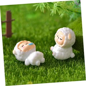 SEWACC 5pcs Lamb Doll Ornaments Car Decor Toys Lamb Accessories Cartoon Lamb Craft Delicate Lamb Ornaments Succulent Flower Pot Lamb Figurines for Kids Toy Lamb Trinkets Cute Baby Plastic