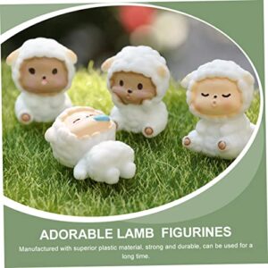 SEWACC 5pcs Lamb Doll Ornaments Car Decor Toys Lamb Accessories Cartoon Lamb Craft Delicate Lamb Ornaments Succulent Flower Pot Lamb Figurines for Kids Toy Lamb Trinkets Cute Baby Plastic