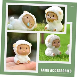 SEWACC 5pcs Lamb Doll Ornaments Car Decor Toys Lamb Accessories Cartoon Lamb Craft Delicate Lamb Ornaments Succulent Flower Pot Lamb Figurines for Kids Toy Lamb Trinkets Cute Baby Plastic