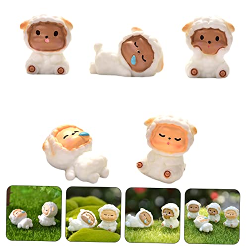 SEWACC 5pcs Lamb Doll Ornaments Car Decor Toys Lamb Accessories Cartoon Lamb Craft Delicate Lamb Ornaments Succulent Flower Pot Lamb Figurines for Kids Toy Lamb Trinkets Cute Baby Plastic