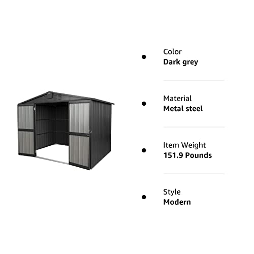 Domi Outdoor Storage Shed 8.2' x 6.2', Metal Steel Utility Tool Shed Storage House with Double Lockable Doors & Air Vent for Backyard Garden Patio Lawn