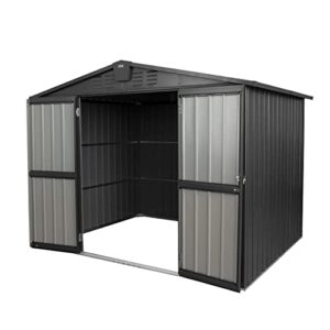 domi outdoor storage shed 8.2' x 6.2', metal steel utility tool shed storage house with double lockable doors & air vent for backyard garden patio lawn