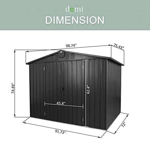 Domi Outdoor Storage Shed 8.2' x 6.2', Metal Steel Utility Tool Shed Storage House with Double Lockable Doors & Air Vent for Backyard Garden Patio Lawn