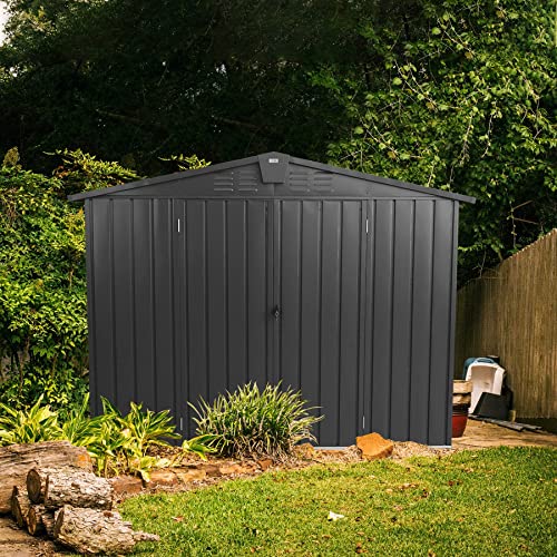 Domi Outdoor Storage Shed 8.2' x 6.2', Metal Steel Utility Tool Shed Storage House with Double Lockable Doors & Air Vent for Backyard Garden Patio Lawn