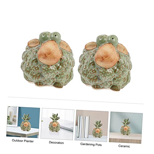 HANABASS Home Decor Home Home 2 pcs Flowerpots Alpaca Cute Bonsai Sheep Cartoon Pots Ceramic Animal Holder Mini Drainage Planter with Planters Indoor Plants Creative Desk Pot Lama Shaped Home Decor