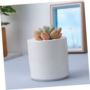 HANABASS 2pcs Bonsai Succulent for Ceramic Mini Outdoor Pottery Cute Pot Ceramics Container Home Plant Center Arrangement Desktop Garden White Round Flowerpots Indoor Cactus Nursery