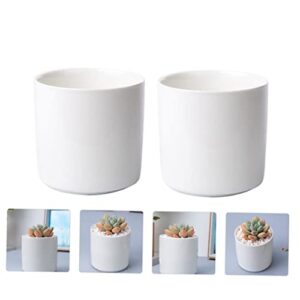 HANABASS 2pcs Bonsai Succulent for Ceramic Mini Outdoor Pottery Cute Pot Ceramics Container Home Plant Center Arrangement Desktop Garden White Round Flowerpots Indoor Cactus Nursery