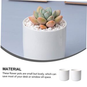 HANABASS 2pcs Bonsai Succulent for Ceramic Mini Outdoor Pottery Cute Pot Ceramics Container Home Plant Center Arrangement Desktop Garden White Round Flowerpots Indoor Cactus Nursery