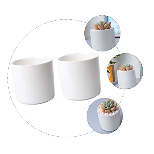 HANABASS 2pcs Bonsai Succulent for Ceramic Mini Outdoor Pottery Cute Pot Ceramics Container Home Plant Center Arrangement Desktop Garden White Round Flowerpots Indoor Cactus Nursery