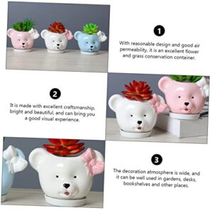 Asakkura 1pc Holder Bear-Shaped Planter Lovely Vase Mini Small Pot Creative Decorative Center Pottery Animals for Outdoor Bonsai Gardening Funny Cartoon Home Poholder Farmhouse Cute