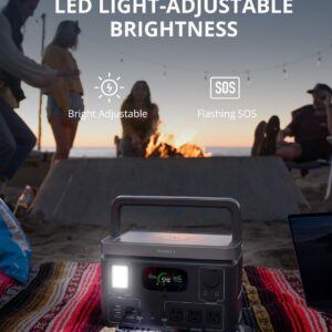GROWATT Portable Power Station Generators: VITA550 Solar Generator (Solar Panel Optional) with 538Wh LiFePO4 Battery,1 Hour Fast Charging, 600W (1200W Surge) Output for Outdoor Camping/RVs/Home Use