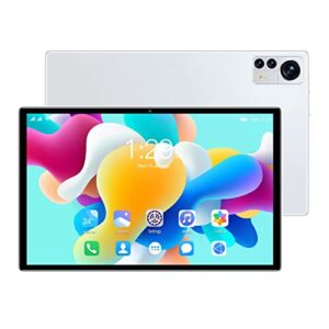 jectse 10 inch tablet, 8g ram 128g rom octa core tablet with dual camera, wifi, bluetooth, hd touch screen, 7000mah tablet pc for kids adults, silver
