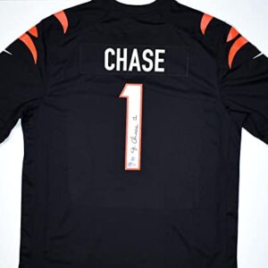 Ja'Marr Chase Autographed Bengals Black Game Jersey Bold- Beckett W Hologram Black