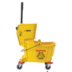 Winco Commercial Mop Bucket on Wheels, 26 Quart, Yellow