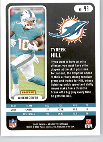 2022 Panini Absolute #49 Tyreek Hill NM-MT Miami Dolphins Football