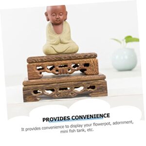 Yardwe 1pc Delicate Vintage Balcony Ornament Practical Platform Fish Light Bonsai Scene Stand Square Statue Patio Vase Office Base Decoration for Brown Rack Garden Home Tank Indoor